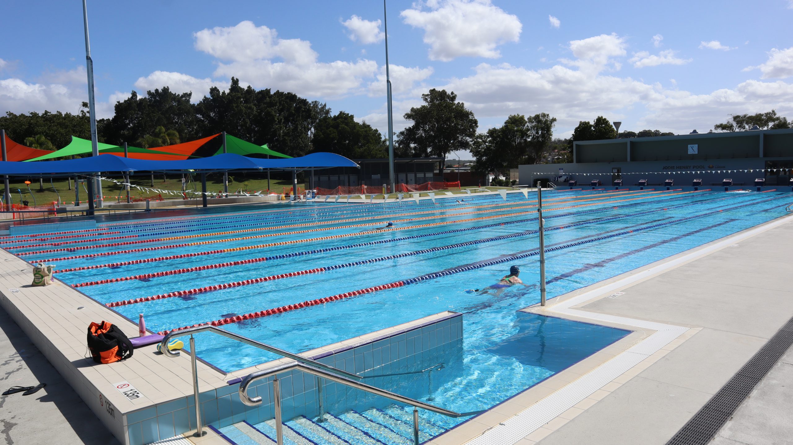 Pool lanes, clear sunny day